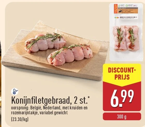 Konijnfiletgebraad, 2st.