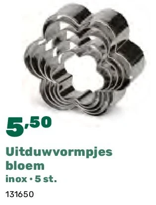 Uitduwvormpjes bloem inox • 5 st.