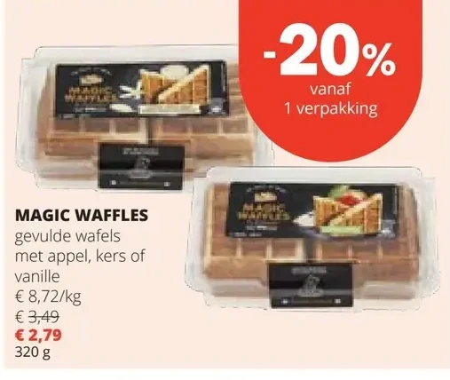 MAGIC WAFFLES gevulde wafels met appel, kers of vanille