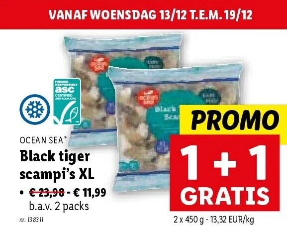 Black tiger scampi’s XL