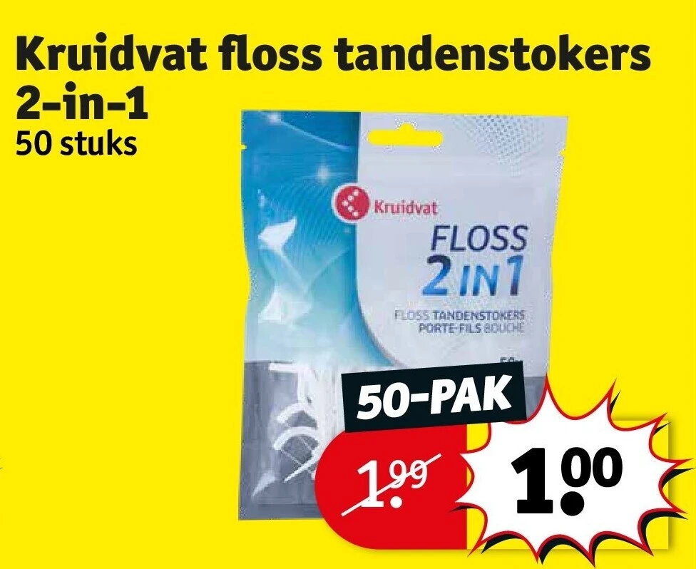 Kruidvat floss tandenstokers 2-in-1