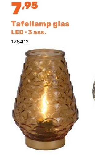 Tafellamp glas LED • 3 ass.