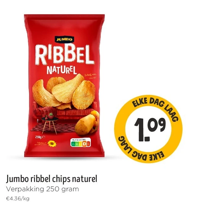 Jumbo ribbel chips naturel