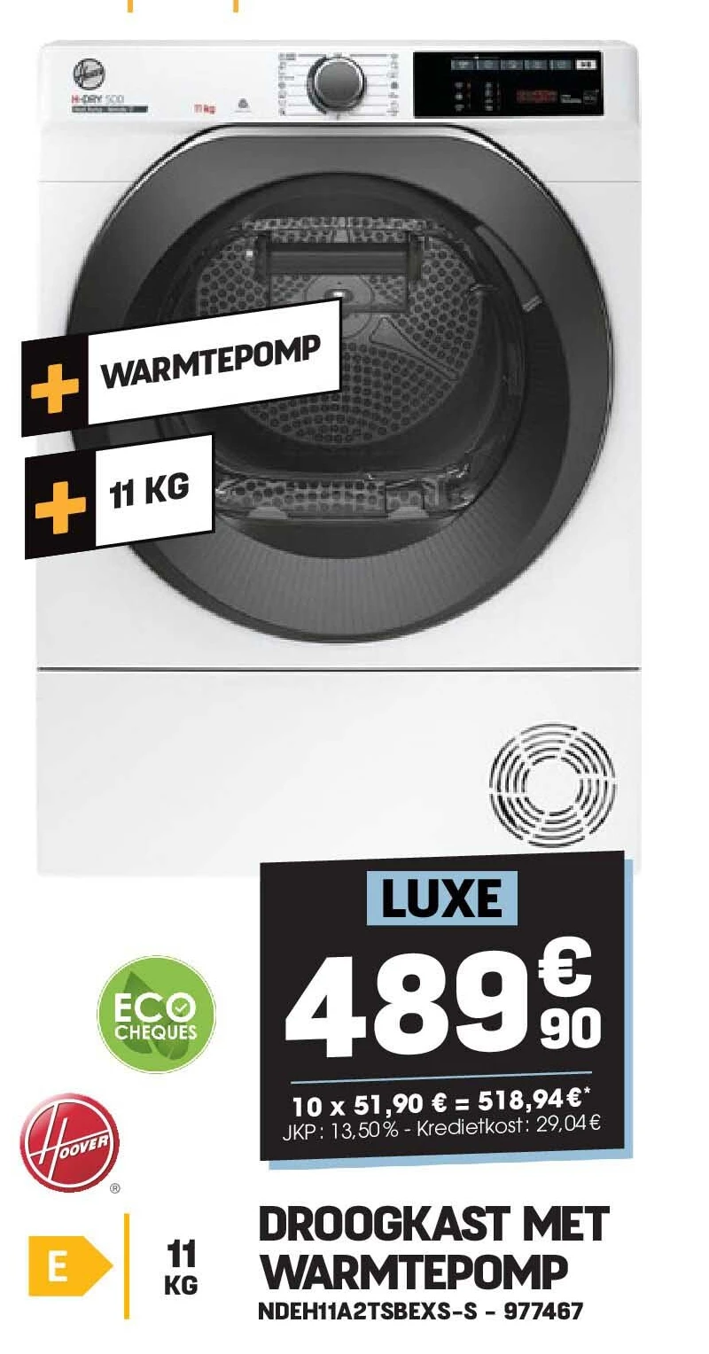 Hoover DROOGKAST MET WARMTEPOMP NDEH11A2TSBEXS-S
