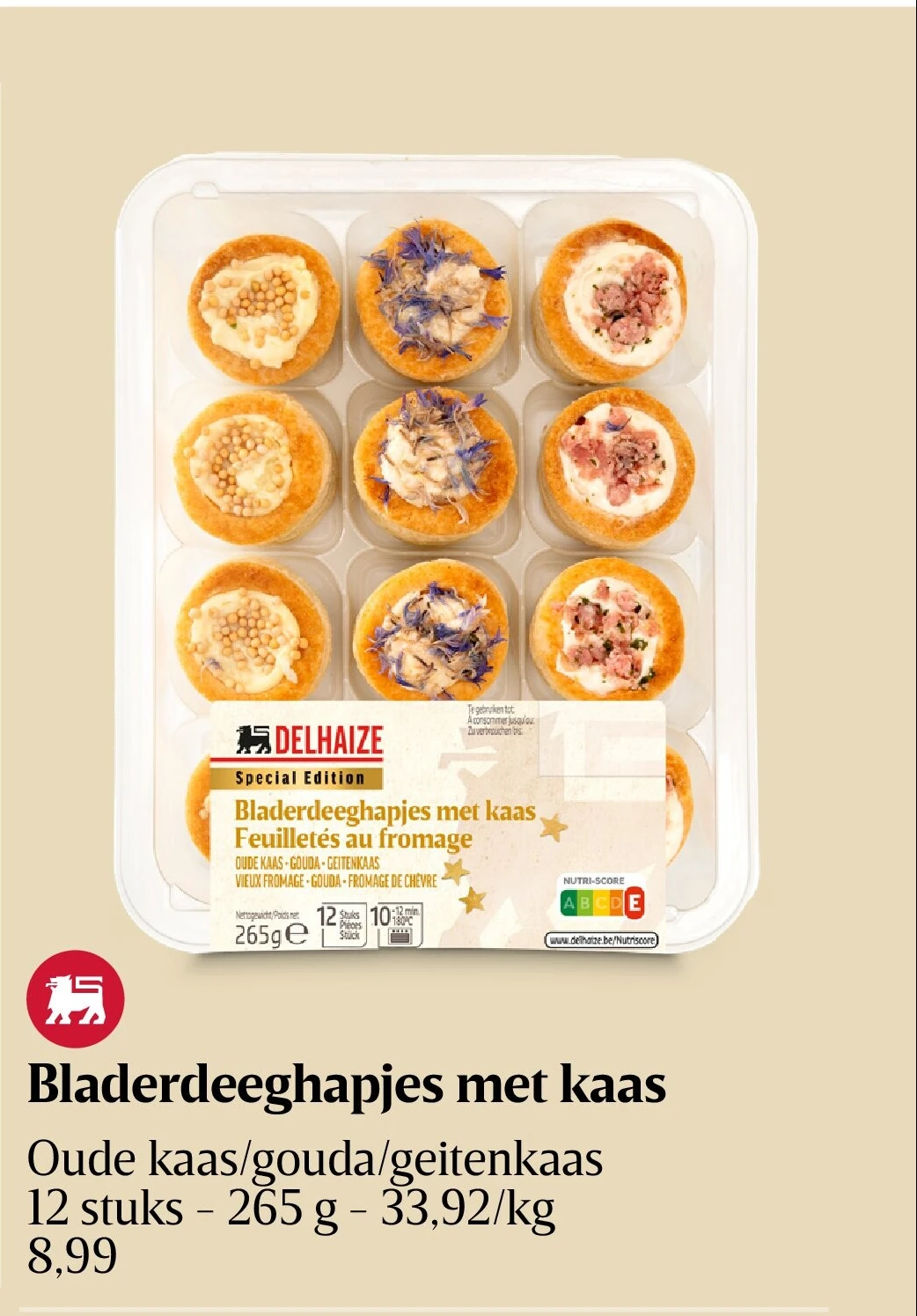 Bladerdeeghapjes met kaas