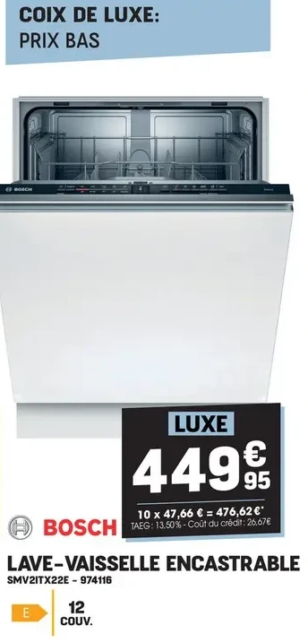 LAVE-VAISSELLE ENCASTRABLE