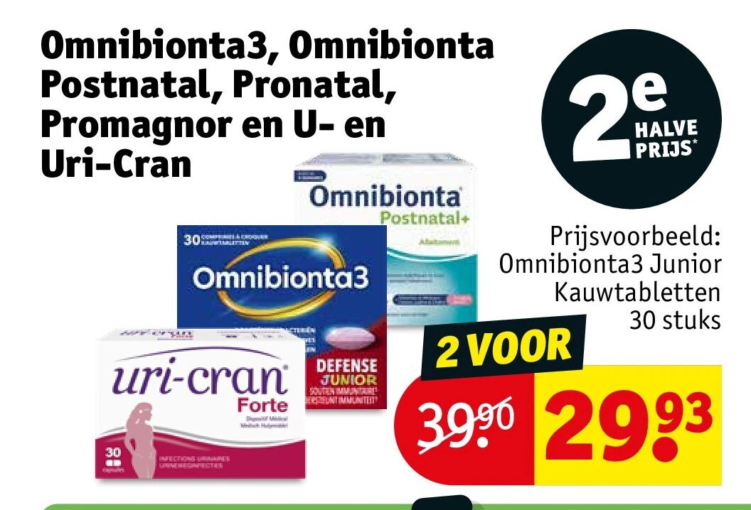 Omnibionta3, Omnibionta Postnatal, Pronatal, Promagnor en U- en Uri-Cran