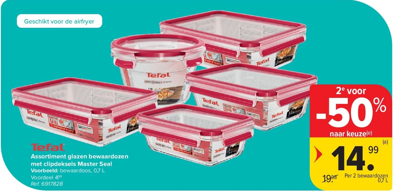 Assortiment glazen bewaardozen met clipdeksels Master Seal