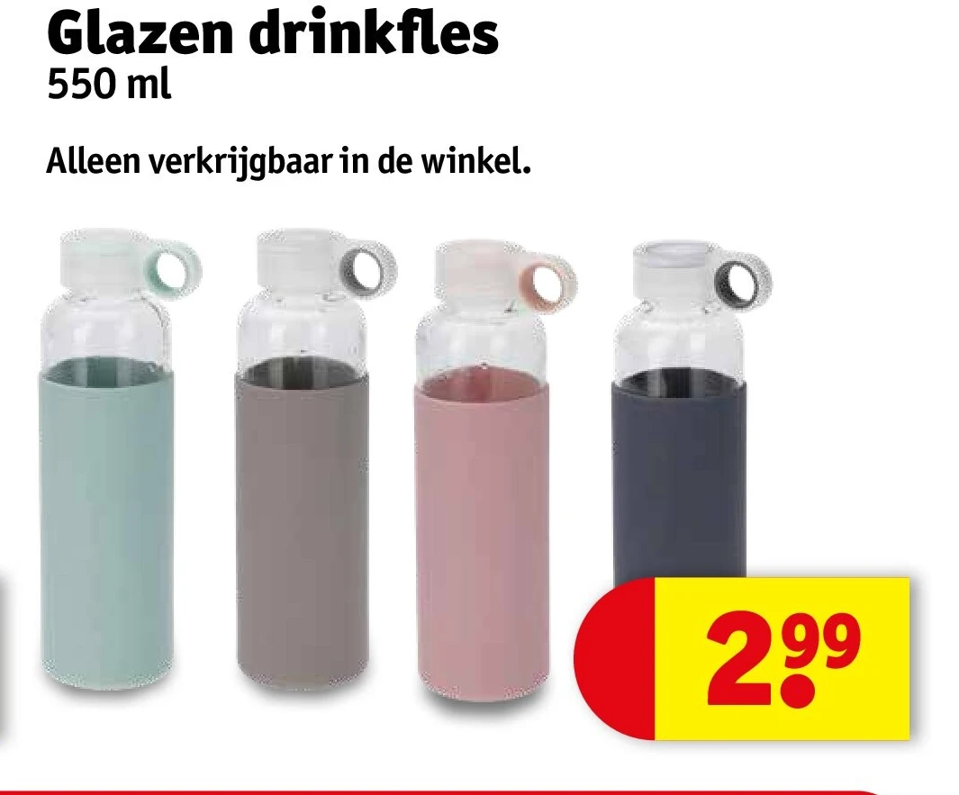 Glazen drinkfles