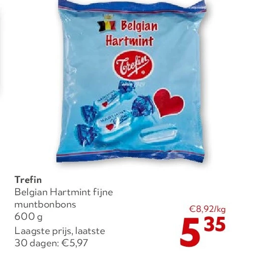 Trefin Belgian Hartmint fijne muntbonbons 600 g