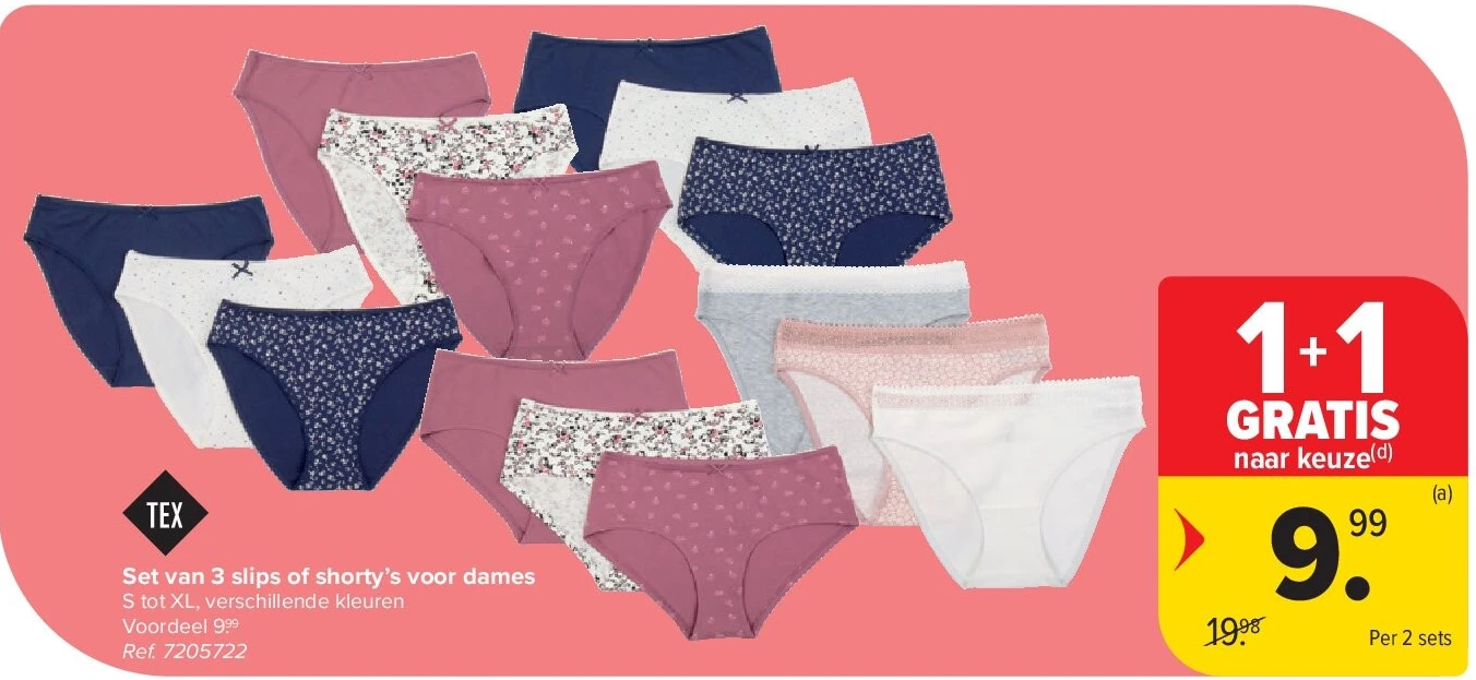 Set van 3 slips of shorty’s voor dames