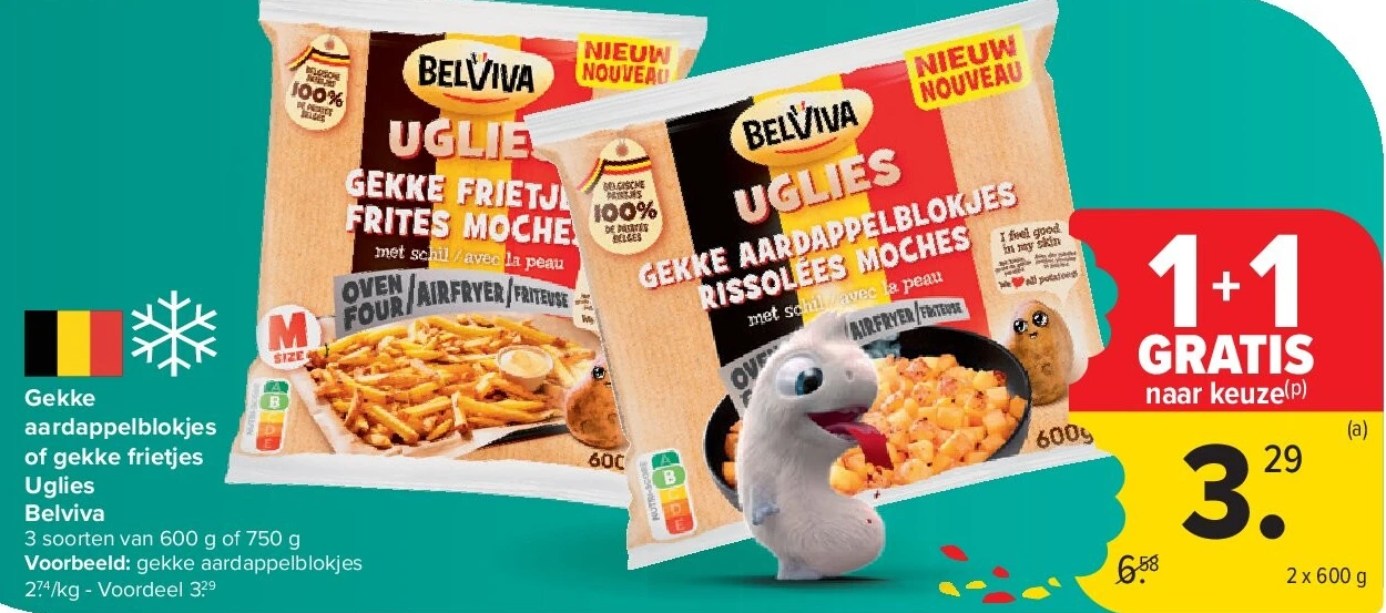 Gekke aardappelblokjes of gekke frietjes Uglies Belviva