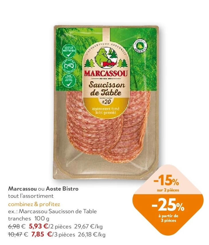 Marcassou Saucisson de Table tranches 100 g