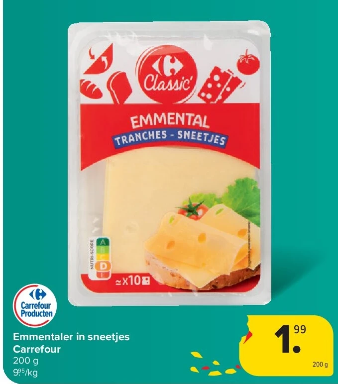 Emmentaler in sneetjes Carrefour