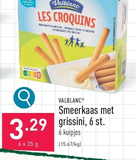 Smeerkaas met grissini, 6 st.