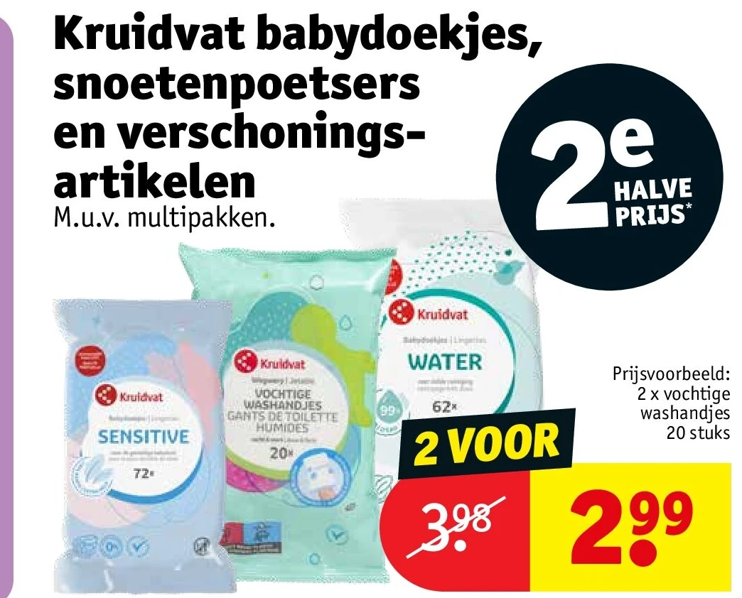 Kruidvat babydoekjes, snoetenpoetsers en verschoningsartikelen
