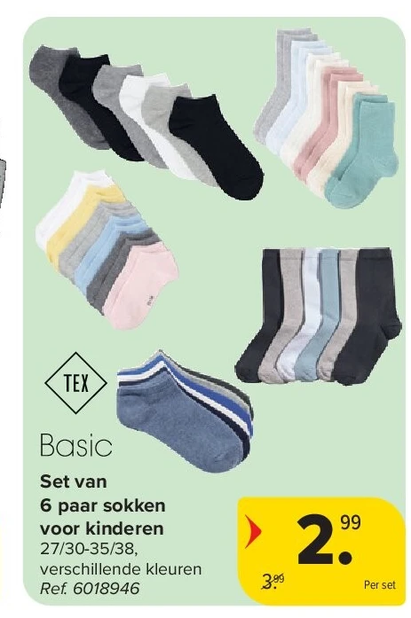 Set van 6 paar sokken voor kinderen