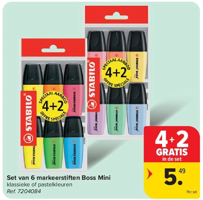 Set van 6 markeerstiften Boss Mini