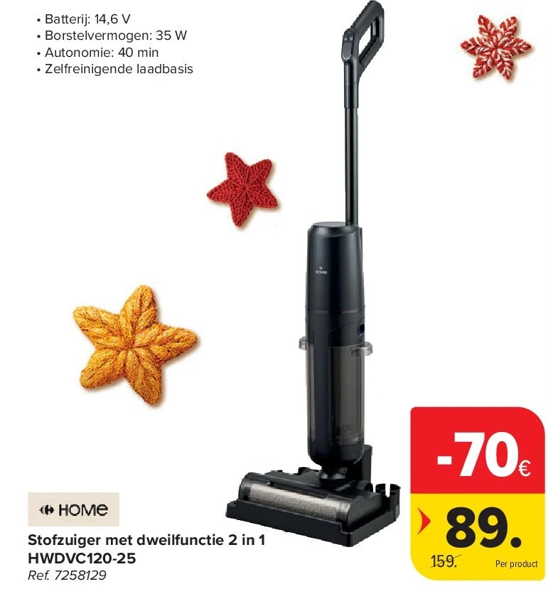 Stofzuiger met dweilfunctie 2 in 1 HWDVC120-25