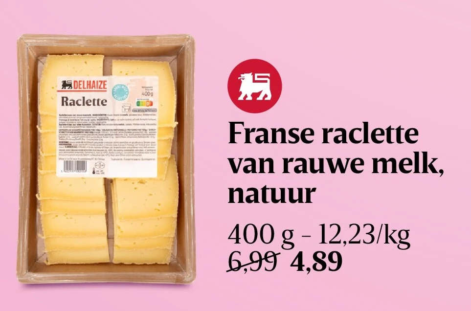 Franse raclette van rauwe melk, natuur