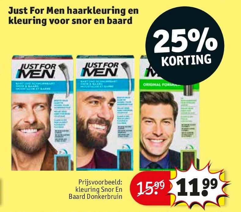 Just For Men haarkleuring en kleuring voor snor en baard