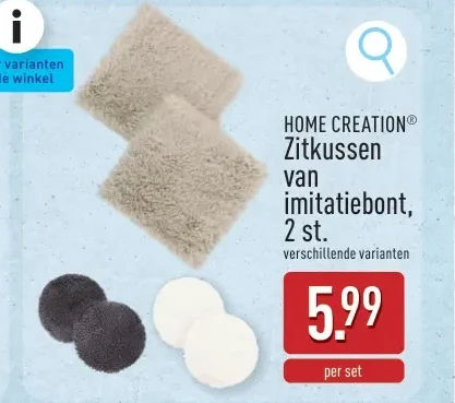 Zitkussen van imitatiebont, 2 st.