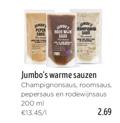 Jumbo's warme sauzen
