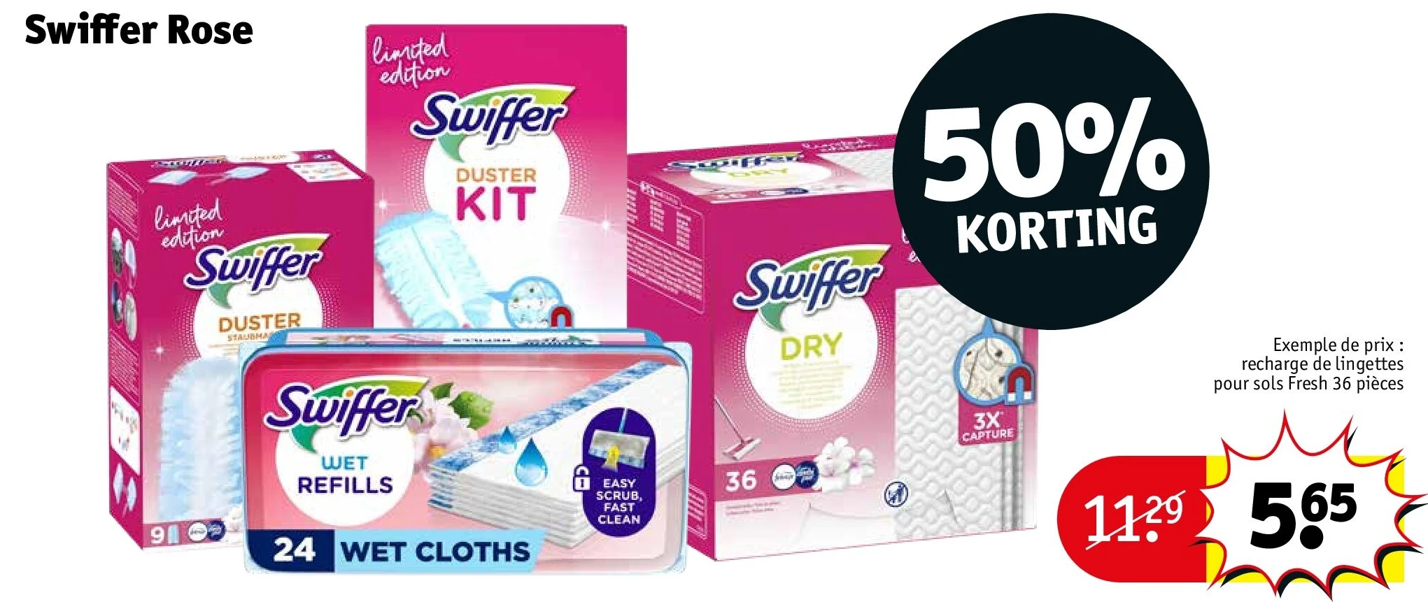 Swiffer Rose recharge de lingettes pour sols Fresh 36 pièces