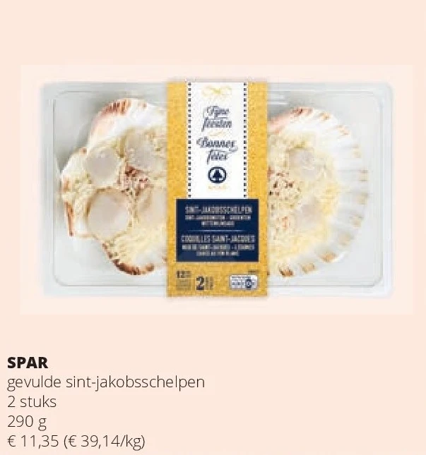 SPAR gevulde sint-jakobsschelpen 2 stuks 290 g