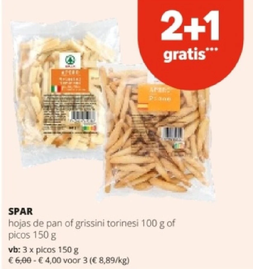 SPAR hojas de pan of grissini torinesi 100 g