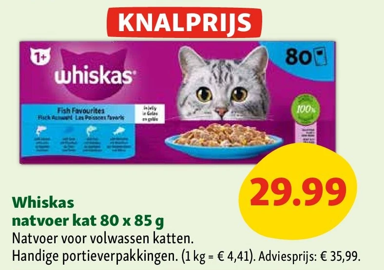 Whiskas natvoer kat 80 x 85 g