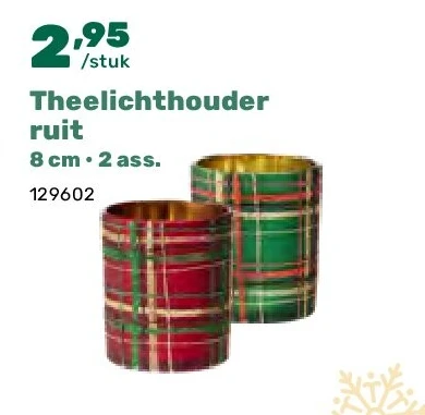 Theelichthouder ruit 8 cm • 2 ass.