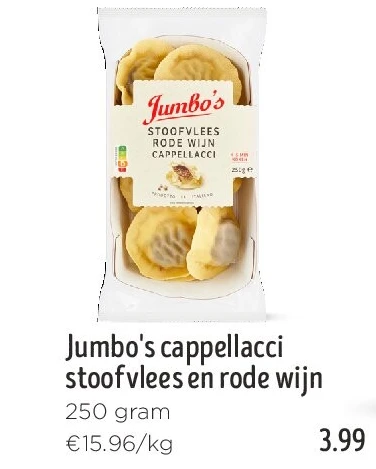 Jumbo's cappellacci stoofvlees en rode wijn