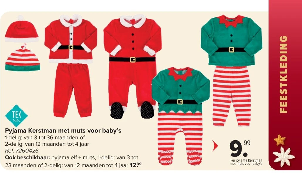 Pyjama Kerstman met muts voor baby’s
