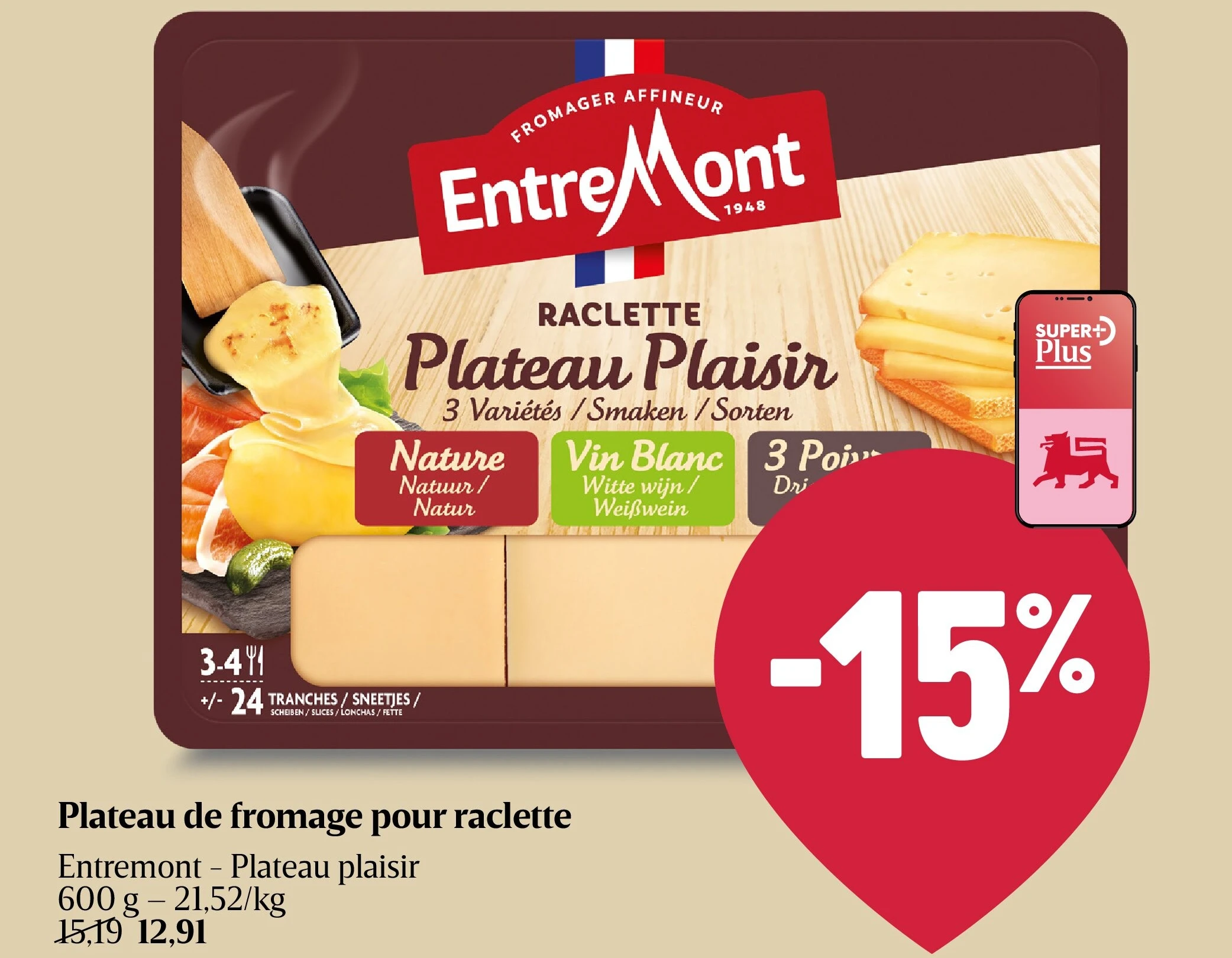 Plateau de fromage pour raclette