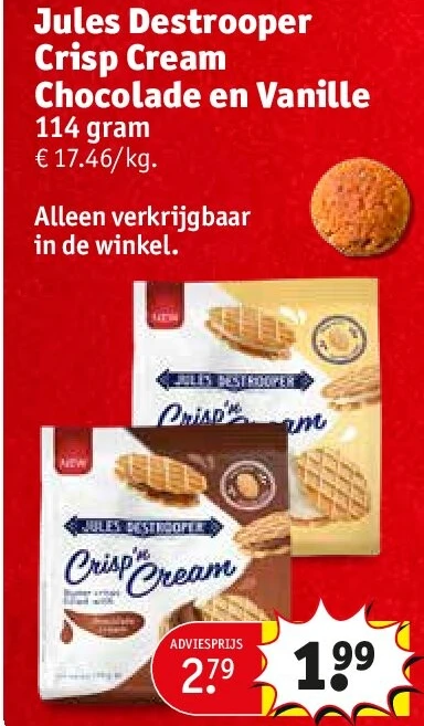 Jules Destrooper Crisp Cream Chocolade en Vanille