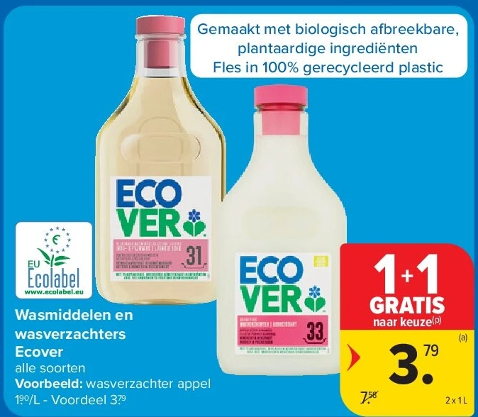 Wasmiddelen en wasverzachters Ecover