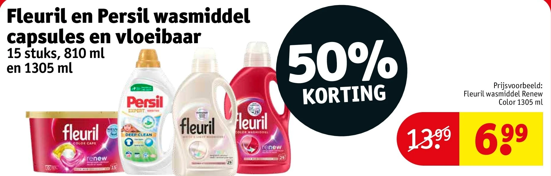 Fleuril en Persil wasmiddel capsules en vloeibaar