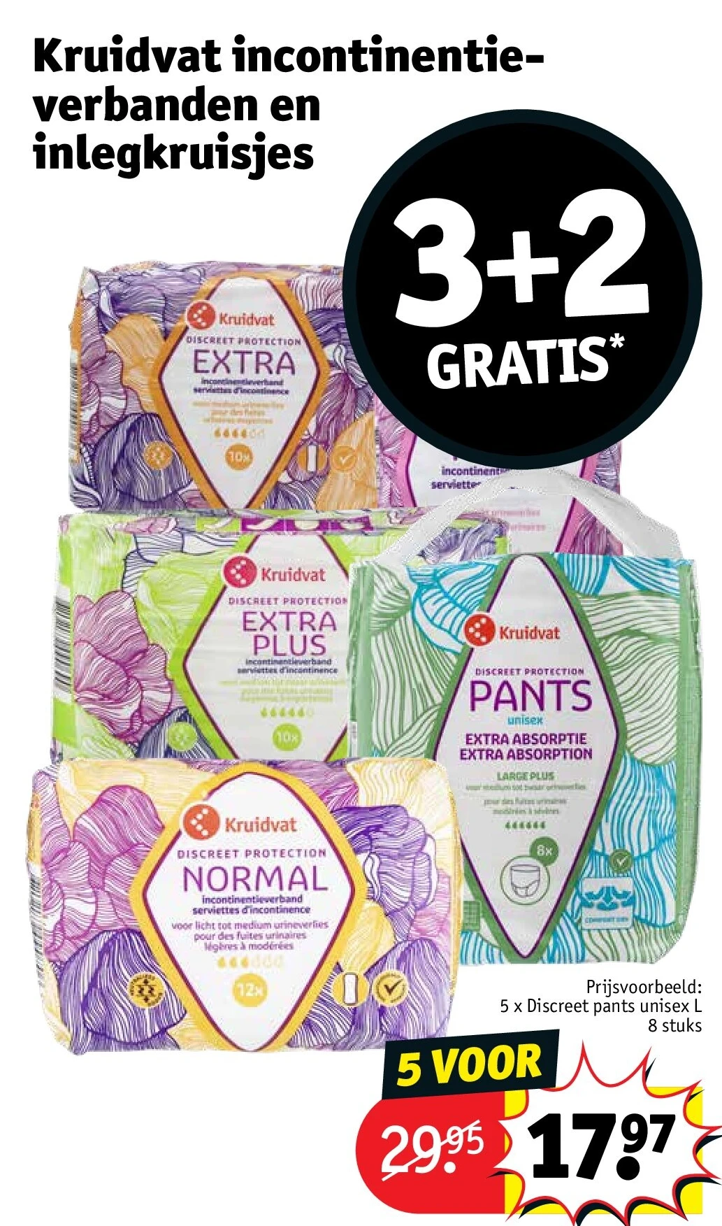 Kruidvat incontinentieverbanden en inlegkruisjes