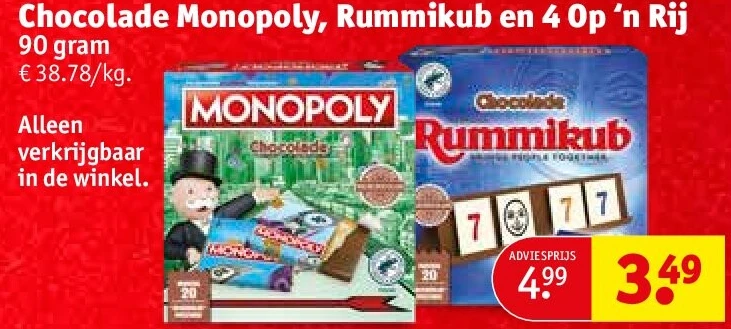 Chocolade Monopoly, Rummikub en 4 Op ‘n Rij