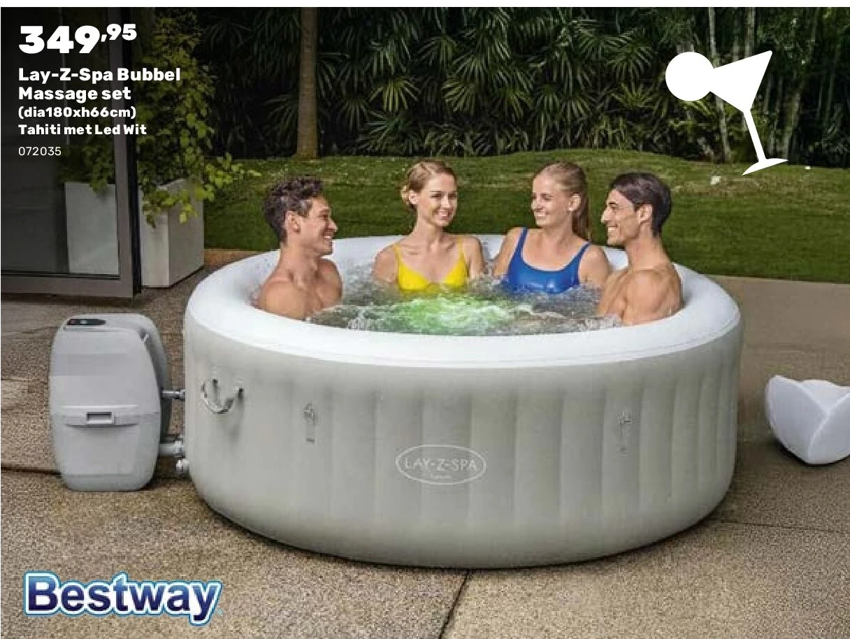 Lay-Z-Spa Bubbel Massage set (dia180xh66cm) Tahiti met Led Wit