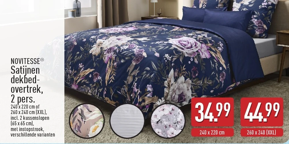 Satijnen dekbed­ overtrek, 2pers.