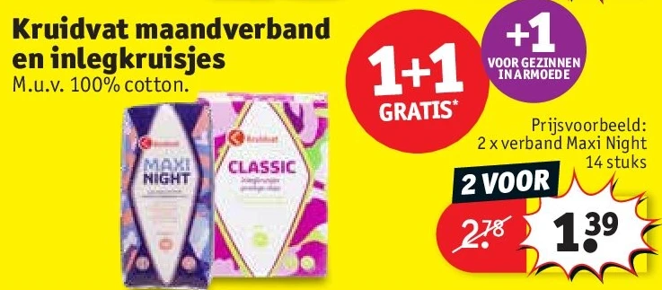 Kruidvat maandverband en inlegkruisjes