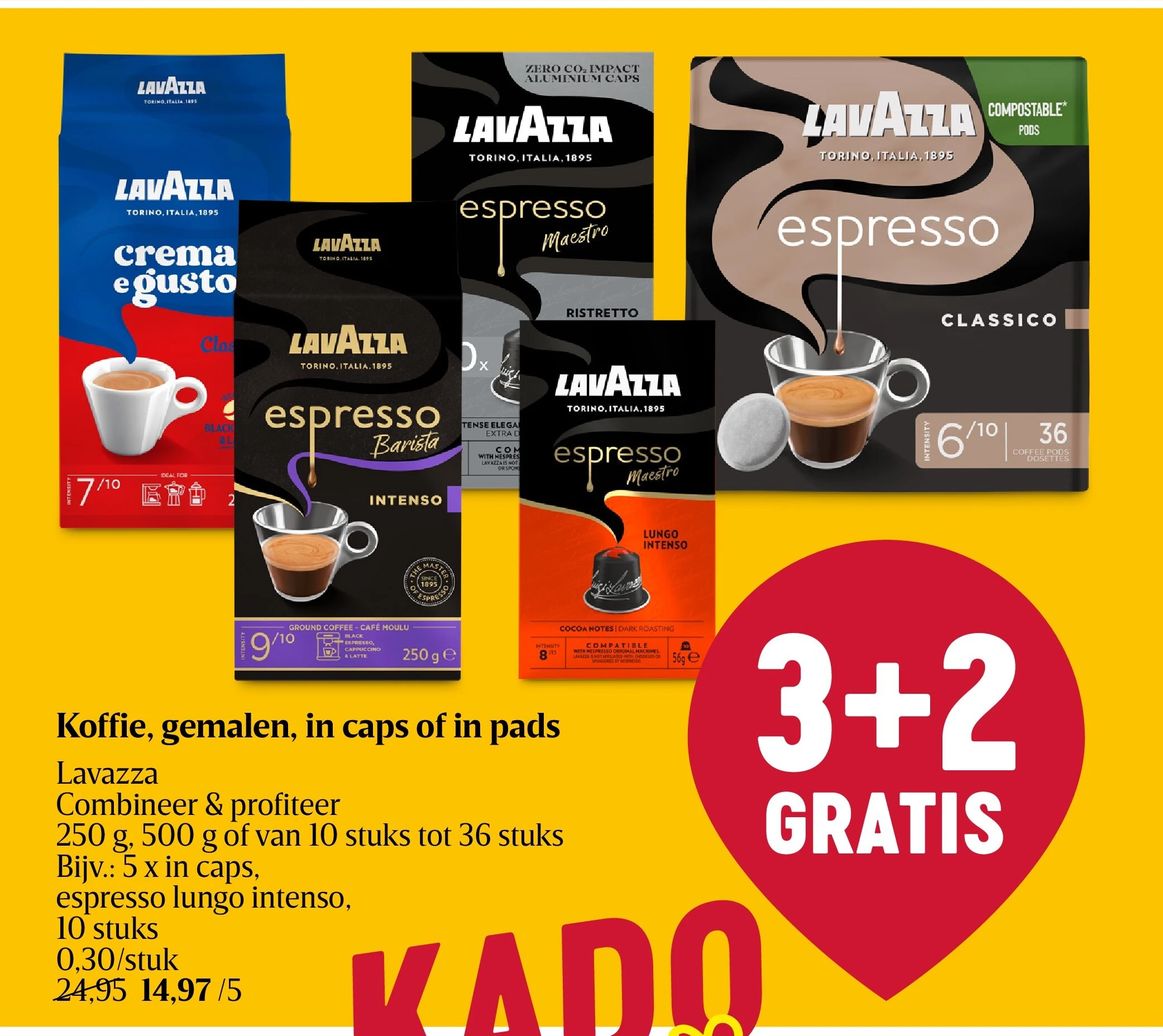 Koffie, gemalen, in caps of in pads