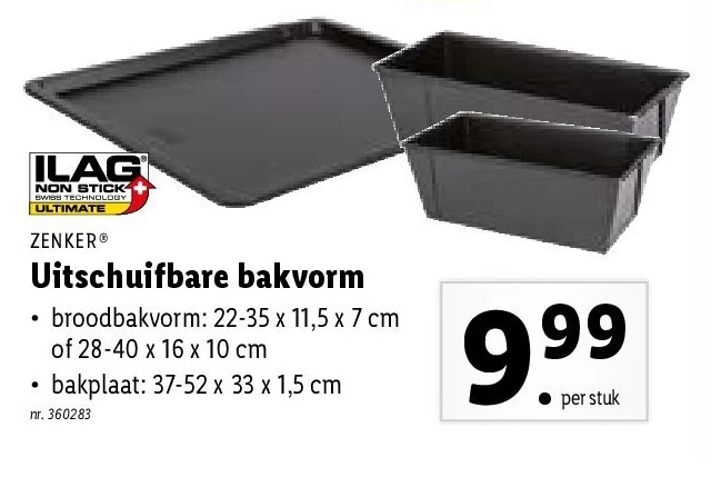 Uitschuifbare bakvorm