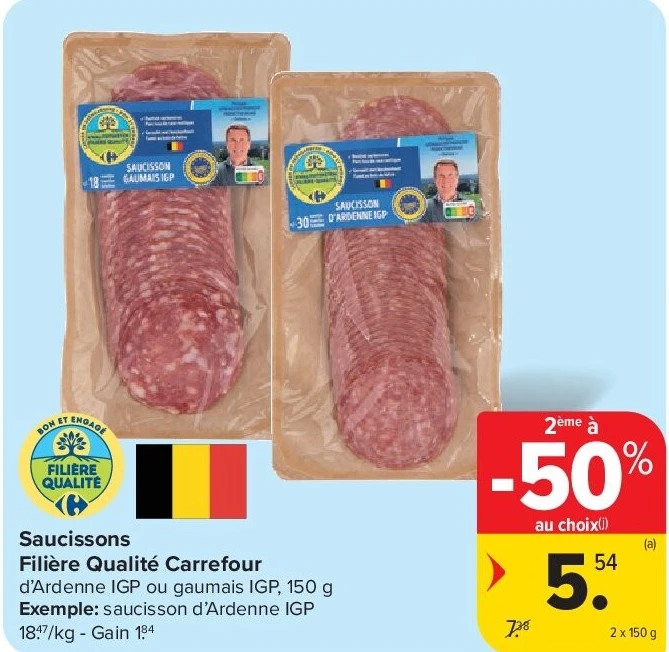 Saucissons Filière Qualité Carrefour 2 x 150 g