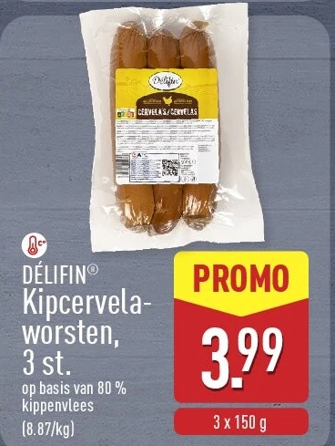 Kipcervela- worsten, 3st.