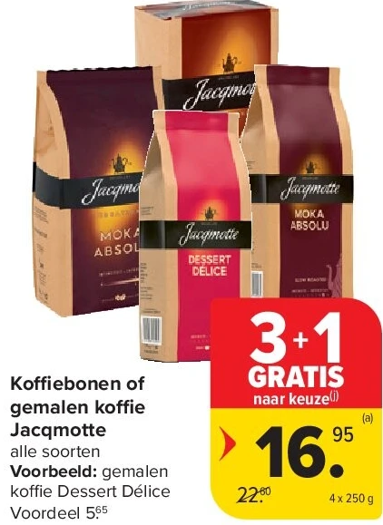 Koffiebonen of gemalen ko e Jacqmotte