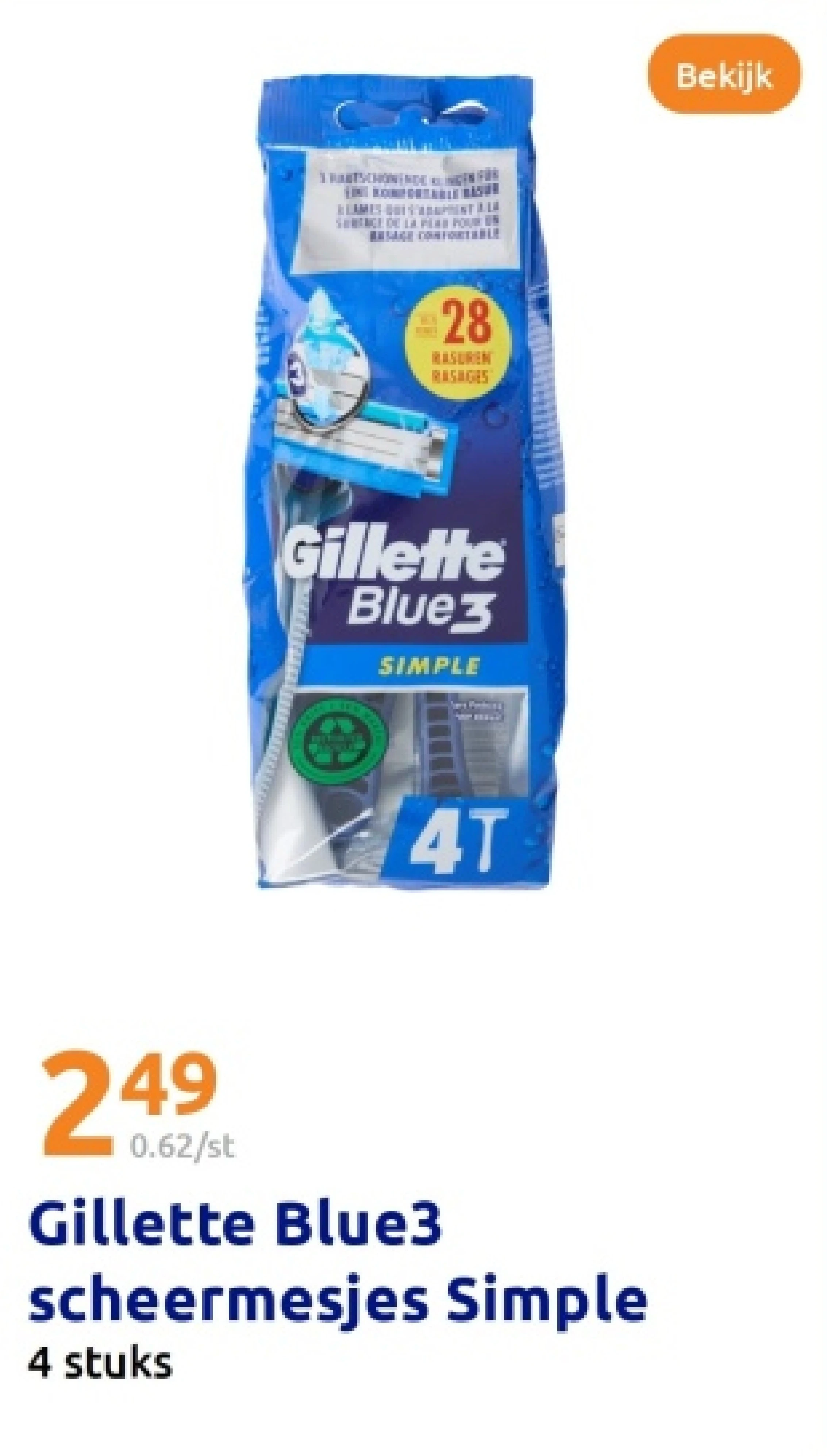 Gillette Blue3 scheermesjes Simple