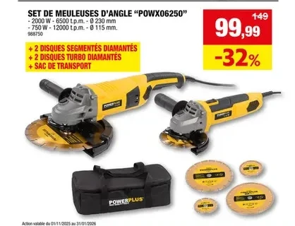 SET DE MEULEUSES D'ANGLE “POWX06250"
